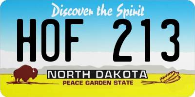 ND license plate HOF213