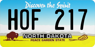 ND license plate HOF217
