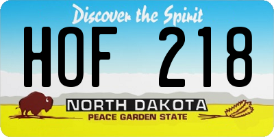 ND license plate HOF218
