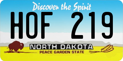 ND license plate HOF219