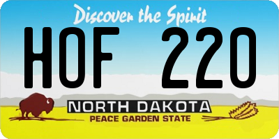 ND license plate HOF220