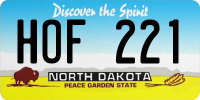 ND license plate HOF221