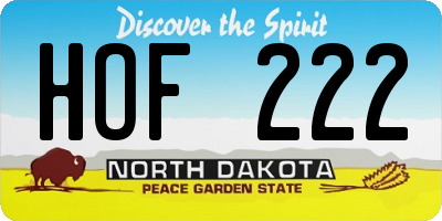 ND license plate HOF222