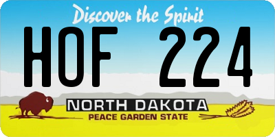 ND license plate HOF224