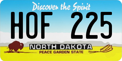 ND license plate HOF225