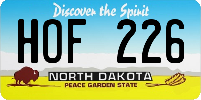 ND license plate HOF226