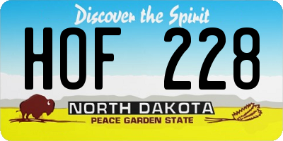 ND license plate HOF228