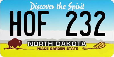 ND license plate HOF232