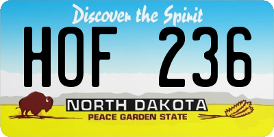 ND license plate HOF236