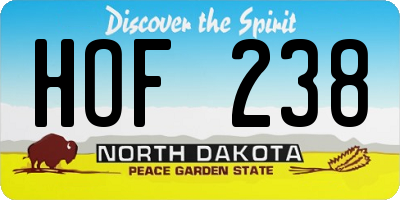ND license plate HOF238