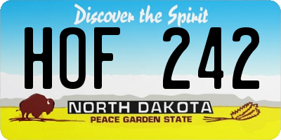 ND license plate HOF242