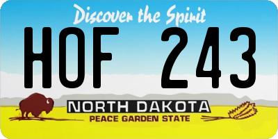 ND license plate HOF243