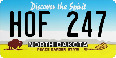 ND license plate HOF247