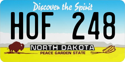 ND license plate HOF248