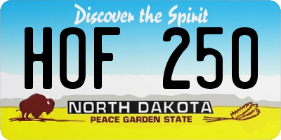 ND license plate HOF250