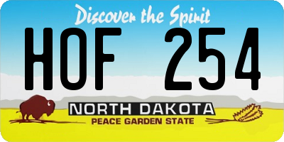ND license plate HOF254