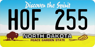 ND license plate HOF255