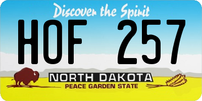 ND license plate HOF257