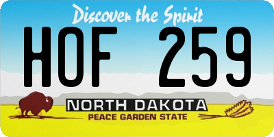 ND license plate HOF259