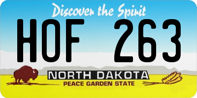 ND license plate HOF263