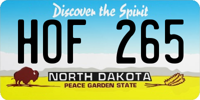 ND license plate HOF265