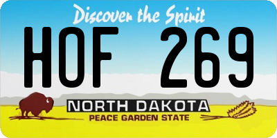 ND license plate HOF269