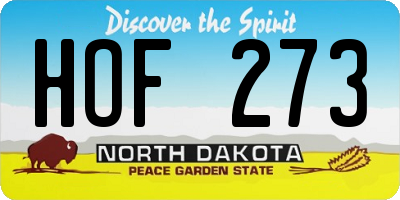 ND license plate HOF273