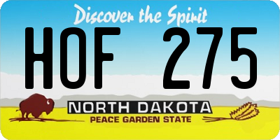 ND license plate HOF275