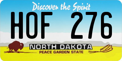 ND license plate HOF276
