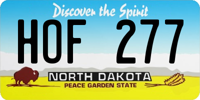 ND license plate HOF277