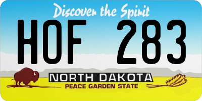 ND license plate HOF283