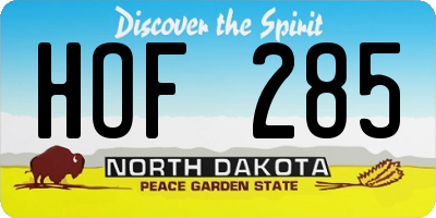 ND license plate HOF285