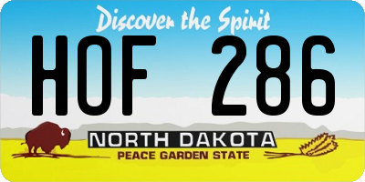 ND license plate HOF286