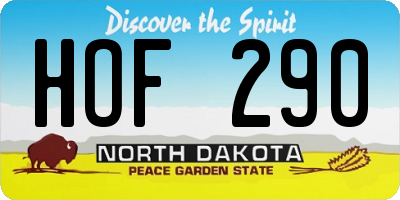 ND license plate HOF290