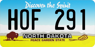 ND license plate HOF291