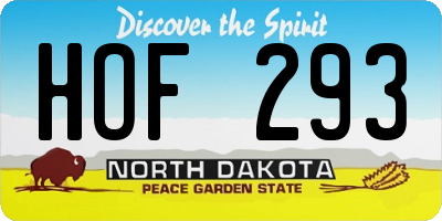 ND license plate HOF293