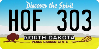 ND license plate HOF303