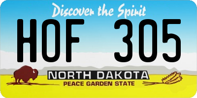 ND license plate HOF305
