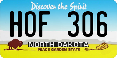 ND license plate HOF306