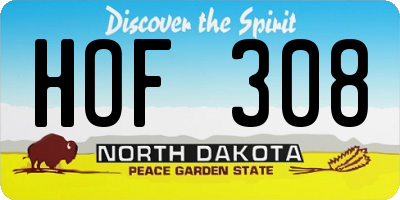 ND license plate HOF308