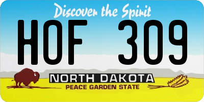 ND license plate HOF309