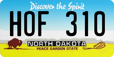 ND license plate HOF310