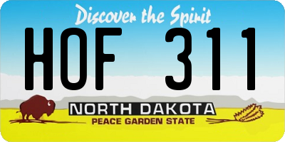 ND license plate HOF311