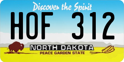 ND license plate HOF312