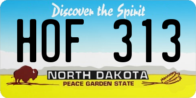 ND license plate HOF313