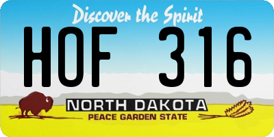 ND license plate HOF316