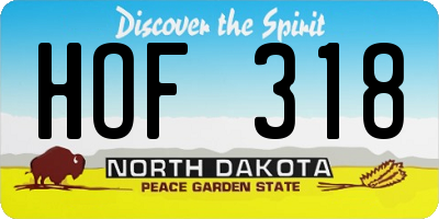 ND license plate HOF318