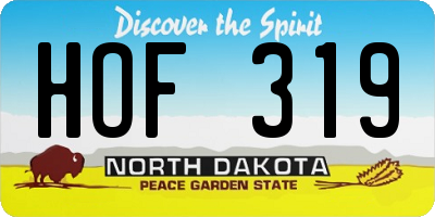 ND license plate HOF319