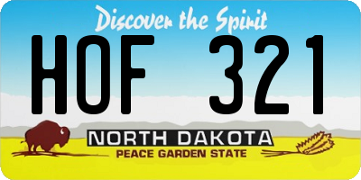 ND license plate HOF321