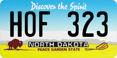 ND license plate HOF323